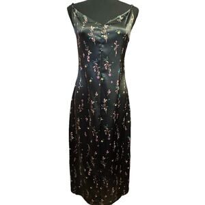 AFRM X Nordstrom Dress Small Womens Maxi Bodycon Dress Floral Satin Bias Cut